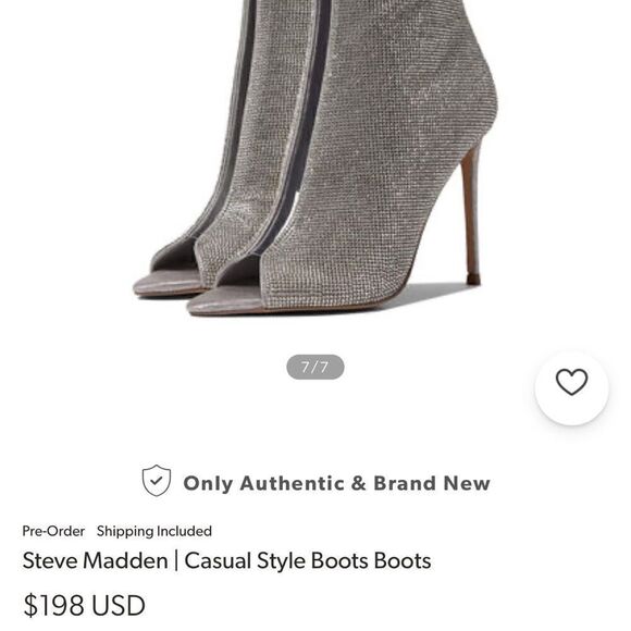 NWT Steve Madden stylish silver vegan booties 7 - Picture 10 of 10
